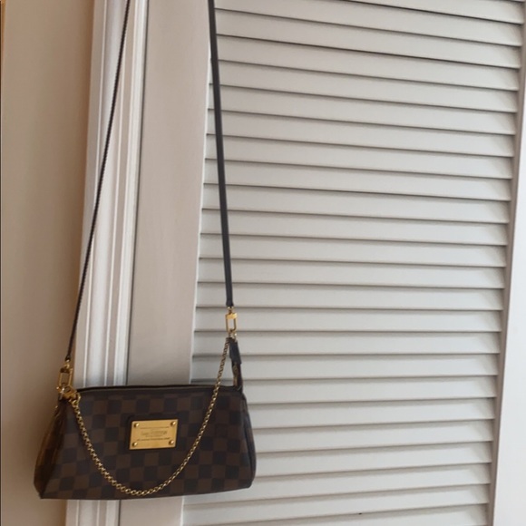 Louis Vuitton Damier Ebene Eva Pochette Shoulder Bag w/ Strap - Picture 10 of 12